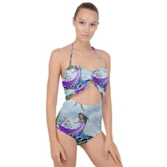 Cute Fairy Dancing On A Piano Scallop Top Cut Out Swimsuit by FantasyWorld7