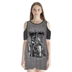 Odin On His Throne With Ravens Wolf On Black Stone Texture Shoulder Cutout Velvet One Piece by snek