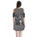 Odin on his Throne with ravens wolf on black stone texture Shoulder Cutout Velvet One Piece View2
