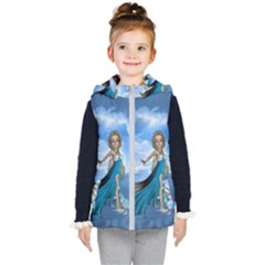 Cute Fairy In The Sky Kids  Hooded Puffer Vest by FantasyWorld7