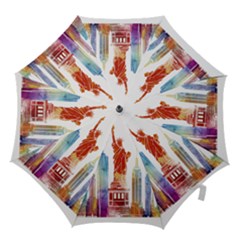 New York City Poster Watercolor Painting Illustrat Hook Handle Umbrellas (large) by Sudhe