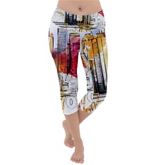 New York City Skyline Vector Illustration Lightweight Velour Capri Yoga Leggings by Sudhe