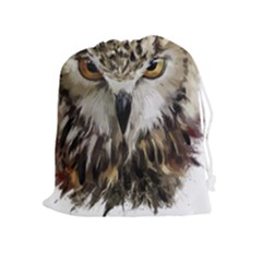 Vector Hand Painted Owl Drawstring Pouch (xl) by Sudhe