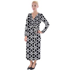 No Interruptions - Geometric Design Velvet Maxi Wrap Dress by WensdaiAmbrose