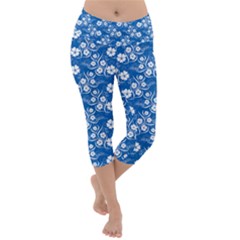Background Blue Colors Lightweight Velour Capri Yoga Leggings by Pakrebo