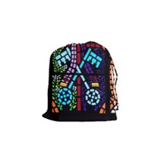 Mosaic Window Rosette Church Glass Drawstring Pouch (small) by Pakrebo