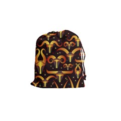 Stylised Horns Black Pattern Drawstring Pouch (small) by HermanTelo