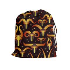 Stylised Horns Black Pattern Drawstring Pouch (xl) by HermanTelo