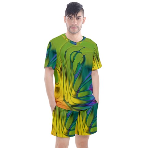 Abstract Pattern Lines Wave Men s Mesh Tee And Shorts Set by HermanTelo