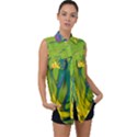 Abstract Pattern Lines Wave Sleeveless Chiffon Button Shirt View1