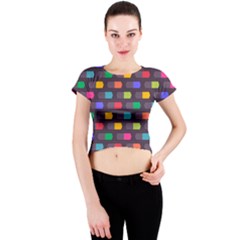 Background Colorful Geometric Crew Neck Crop Top by HermanTelo