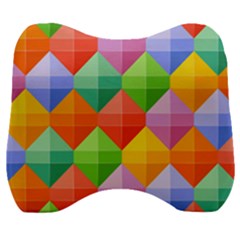 Background Colorful Geometric Triangle Rainbow Velour Head Support Cushion by HermanTelo