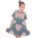 Hearts Love Blue Pink Green Kids  Short Sleeve Shirt Dress View1