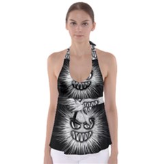 Monster Black White Eyes Babydoll Tankini Top by HermanTelo