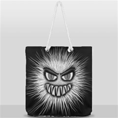 Monster Black White Eyes Full Print Rope Handle Tote (large) by HermanTelo