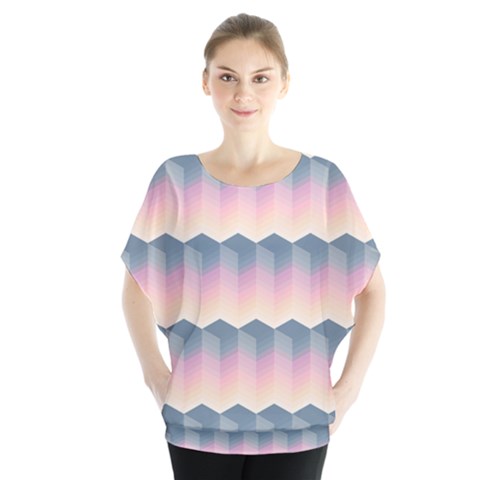 Seamless Pattern Background Block Pink Batwing Chiffon Blouse by HermanTelo