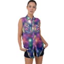 Abstract Background Graphic Space Sleeveless Chiffon Button Shirt View1