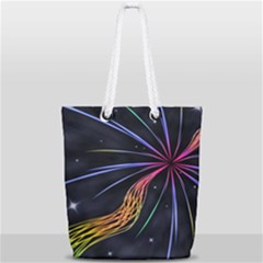 Stars Space Firework Burst Light Full Print Rope Handle Tote (small) by HermanTelo