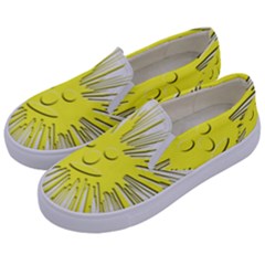 Smilie Sun Emoticon Yellow Cheeky Kids  Canvas Slip Ons by HermanTelo