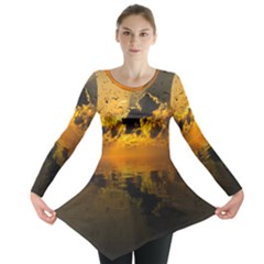 Sunset Reflection Birds Clouds Sky Long Sleeve Tunic  by HermanTelo