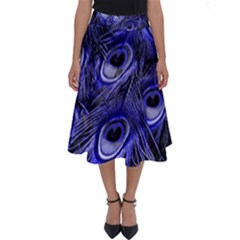 Peacock Feathers Color Plumage Perfect Length Midi Skirt by Pakrebo