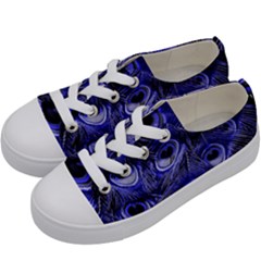 Peacock Feathers Color Plumage Kids  Low Top Canvas Sneakers by Pakrebo