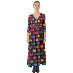 Background Colorful Geometric Button Up Boho Maxi Dress by HermanTelo