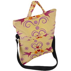 Pattern Bird Flower Fold Over Handle Tote Bag by HermanTelo