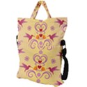 Pattern Bird Flower Fold Over Handle Tote Bag View2