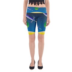 Rocket Spaceship Space Yoga Cropped Leggings by HermanTelo