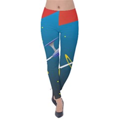 Rocket Spaceship Space Galaxy Velvet Leggings by HermanTelo