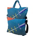 Rocket Spaceship Space Galaxy Fold Over Handle Tote Bag View2