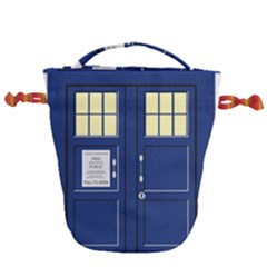Tardis Doctor Who Time Travel Drawstring Bucket Bag by HermanTelo