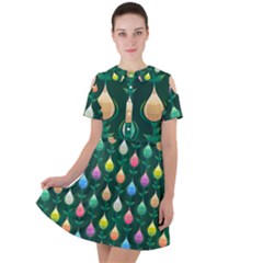 Tulips Seamless Pattern Background Short Sleeve Shoulder Cut Out Dress  by HermanTelo
