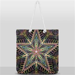 Star Mandala Pattern Design Doodle Full Print Rope Handle Tote (large) by Pakrebo