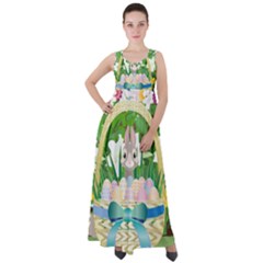 Graphic Easter Easter Basket Spring Empire Waist Velour Maxi Dress by Pakrebo