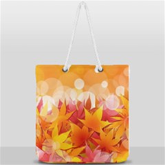 Autumn Background Maple Leaves Bokeh Full Print Rope Handle Tote (large) by Nexatart