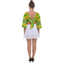 Birds Beach Sun Abstract Pattern Tie Back Butterfly Sleeve Chiffon Top View2
