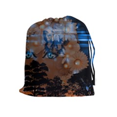 Landscape Woman Magic Evening Drawstring Pouch (xl) by HermanTelo
