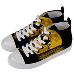 Moon Reflection Flamenco Animal Women s Mid-top Canvas Sneakers by HermanTelo