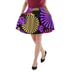 Seamless Halloween Day Dead A-line Pocket Skirt by HermanTelo