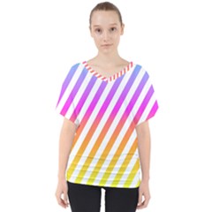 Abstract Lines Mockup Oblique V-neck Dolman Drape Top by HermanTelo