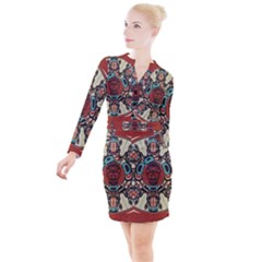 Grateful Dead Pacific Northwest Cover Button Long Sleeve Dress by Sapixe