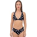 Lazy Bat On Black Pattern Double Strap Halter Bikini Set View1