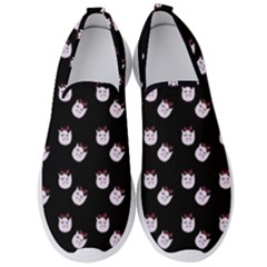 Lazy Bat On Black Pattern Men s Slip On Sneakers by snowwhitegirl