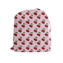 Retro Pink Cherries Drawstring Pouch (xl) by snowwhitegirl