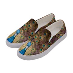 Bird Peacock Feather Women s Canvas Slip Ons by HermanTelo