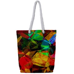 Color Abstract Polygon Full Print Rope Handle Tote (small) by HermanTelo