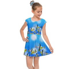 Fish Underwater Sea World Kids  Cap Sleeve Dress by HermanTelo