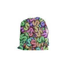 Money Currency Rainbow Drawstring Pouch (small) by HermanTelo